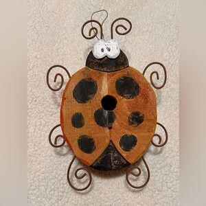 Rare Vintage 90’s wooden ladybug birdhouse cute display for home decor or garden